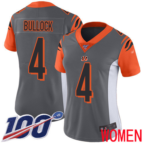Cincinnati Bengals Limited Silver Women Randy Bullock Jersey NFL Footballl #4 100th Season Inverted Legend